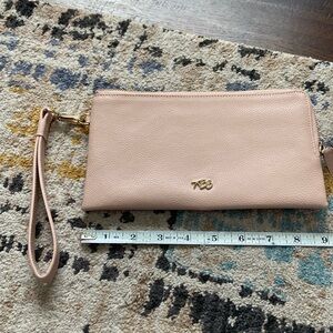 XBS pink leather wristlet